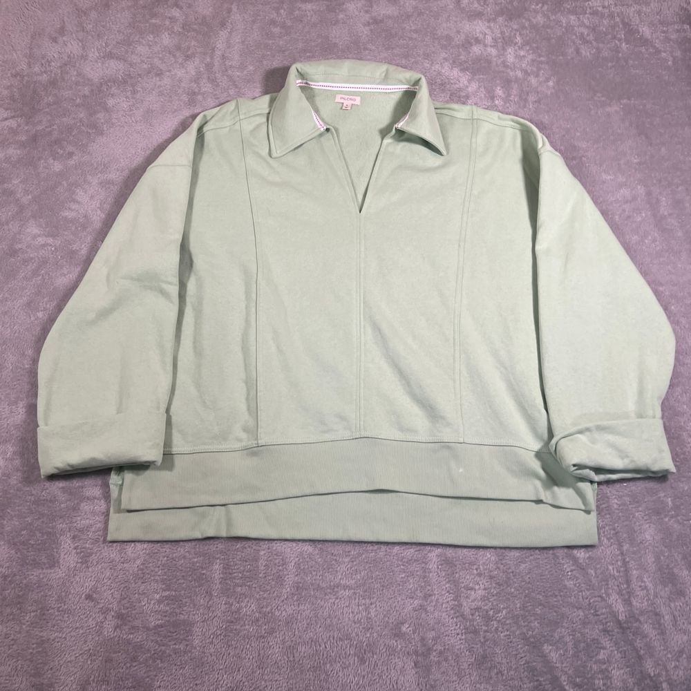 Pilcro Sage Green Collared V-Neck Pullover Sweater Top Ribbed Hem Casual XL